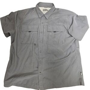 Eddie Bauer Shirt Mens 2XL Gray Short Sleeve Button Front Vented Fishing Outdoor
